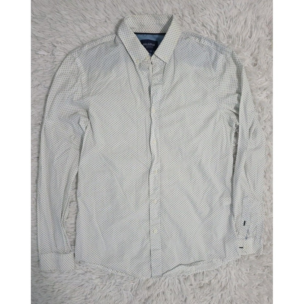 Pull & Bear‎ Trademark Co Mens Medium Button Down Collar Shirt White Navy